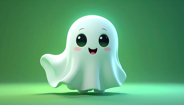 Cute cartoon ghost with glowing eyes.