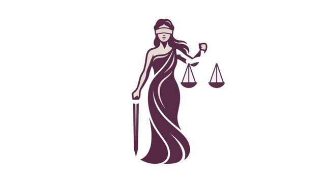 Lady Justice Vector Illustration Flat Design Symbol Law Legal Concept Commercial Use