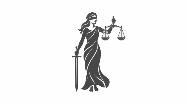 Lady Justice Vector Illustration Blindfolded Scales Sword Legal Symbol For Commercial Use
