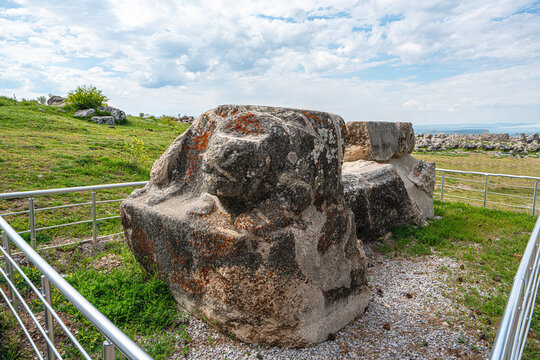 Scenic views of the archaeological remains and monumental stone walls of Hattuşa (Hattusha),  located in Boğazkale, &Ccedil;orum, this sprawling site was the fortified capital city of the Hittite Empire duri