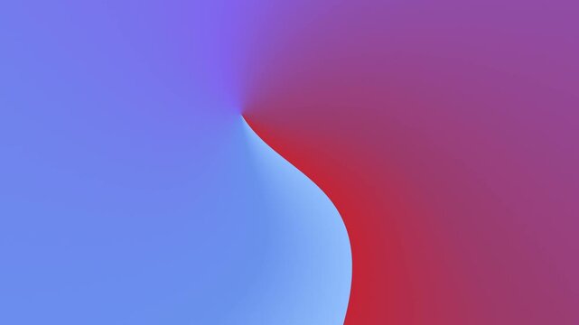 Gradient wave animates in and out, dividing screen into contrasting red and blue zones. Simple, stylish motion background ideal for corporate presentations with text overlay space.