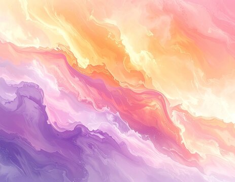 Abstract flowing watercolor blend in pastel shades of purple, pink, and orange.