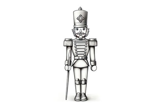 Nutcracker soilder drawing sketch white background.