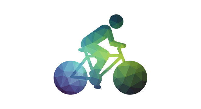 Abstract Geometric Cyclist Riding Bicycle