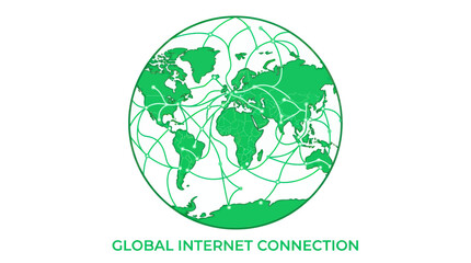 Fototapeta premium Global Internet Connection Map - World Network Lines