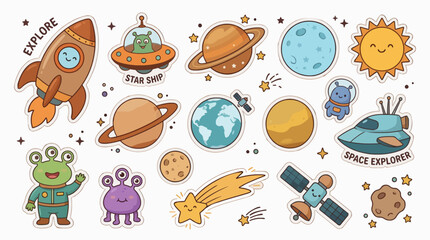 Cute Cartoon Space Elements Vector Illustration For Commercial Use © Siska