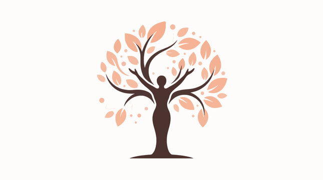 Minimalist Human Tree Logo Vector Graphic Design For Commercial Use