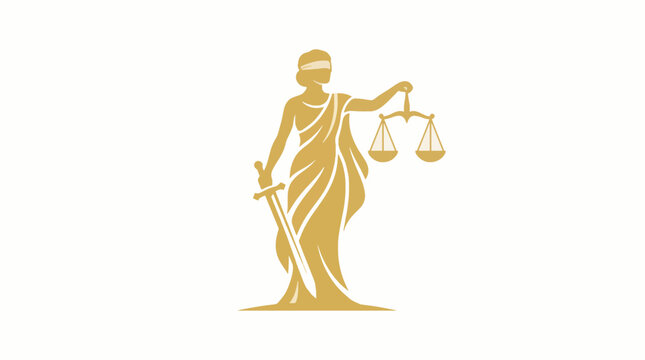 Minimalist Lady Justice Vector Logo Blindfolded Themis Scales Sword Graphic Resource Commercial Use