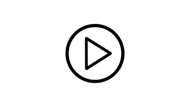 Video play button icon animation on white background.