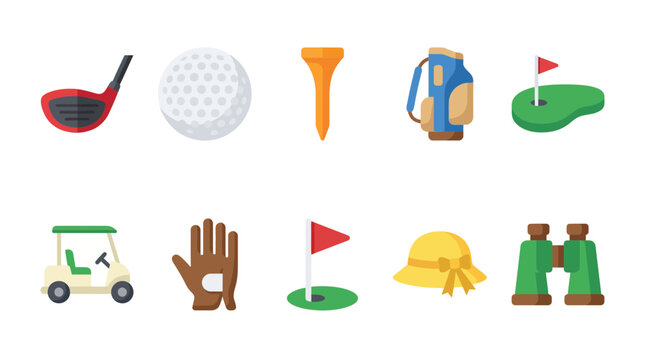 Golf sport icons and accessories collection.