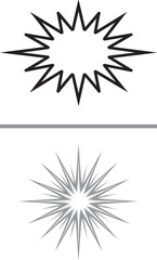 Fototapeta premium Starburst and sunburst graphic icons with jagged edges and sharp rays for comic design and visual highlights