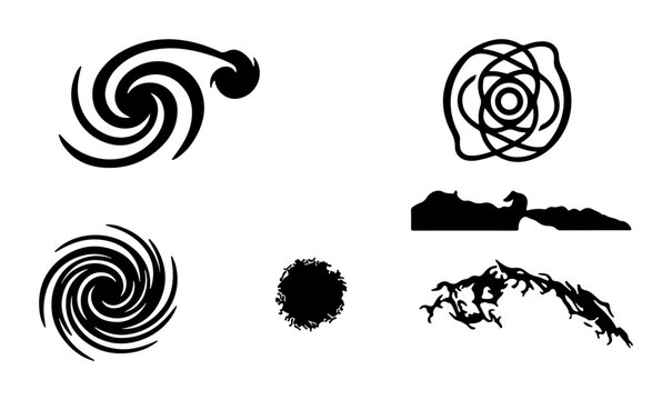Abstract Swirls, Vortex Icons, Weather Symbols, Nature Elements Vector Set