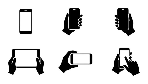 Smartphone and Tablet Icons, Mobile Device Gestures, Digital Interface Elements