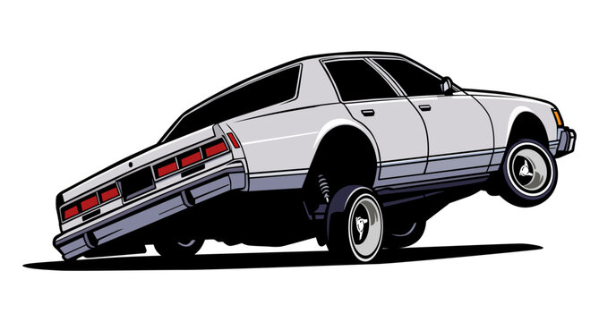 lowrider classic silver car logo icon design vector