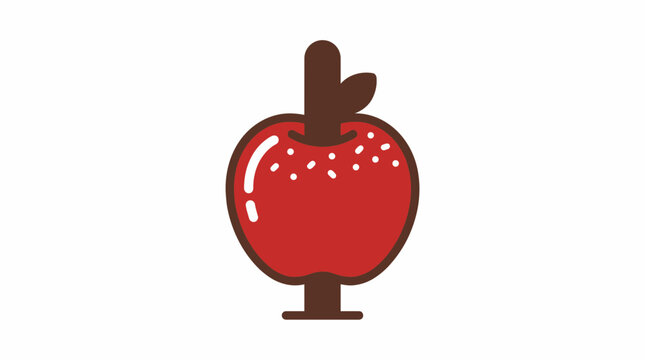 Cute Candy Apple Dessert Icon Vector Flat Style