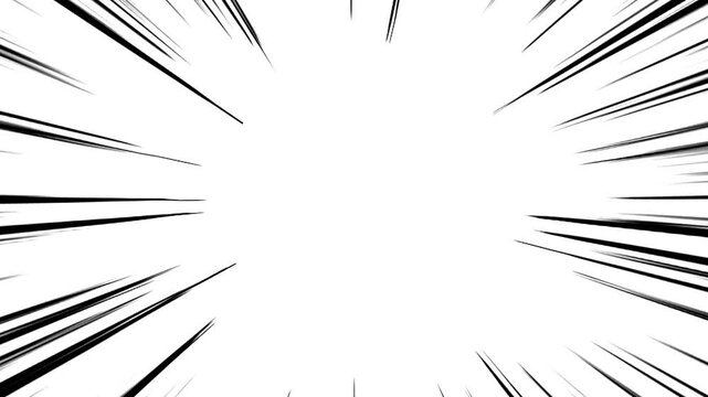 黒い集中線が動く白背景のマンガ風動画素材