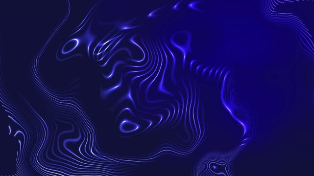 Abstract creative motion glowing wave line pattern on gradient dark blue background. Video animation Ultra HD 4k footage.