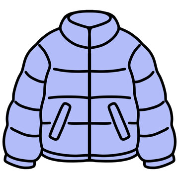 cartoon illustration of a blue winter jacket 