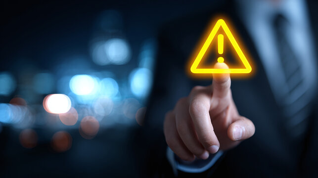 Business Professional Activate Digital Warning Sign for Danger and Risk Management
