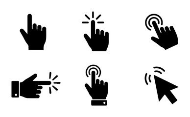 Fototapeta premium Click Icons Set, Cursor Pointer Symbols, Hand Gestures, Digital Interaction