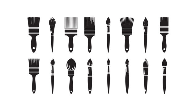 Comprehensive collection of different paint brush types for fine arts and home renovation projects.