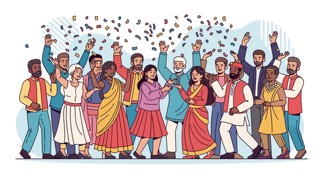 Diverse Group of People Celebrating Together.