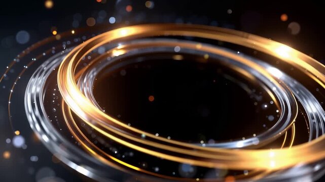 Golden rings glow against a dark background