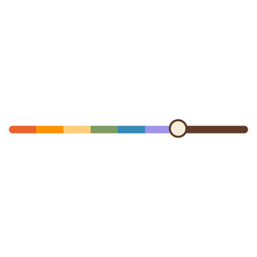 Retro 90s desktop computer slider adjustment bar with rainbow pride accent scale isolated on white background. Nostalgic Y2K technology dashboard widget design element for LGBTQ pride month. Vector