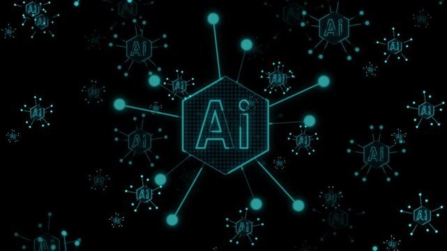 Abstract Artificial Intelligence Digital Network and Data Connectivity Loop