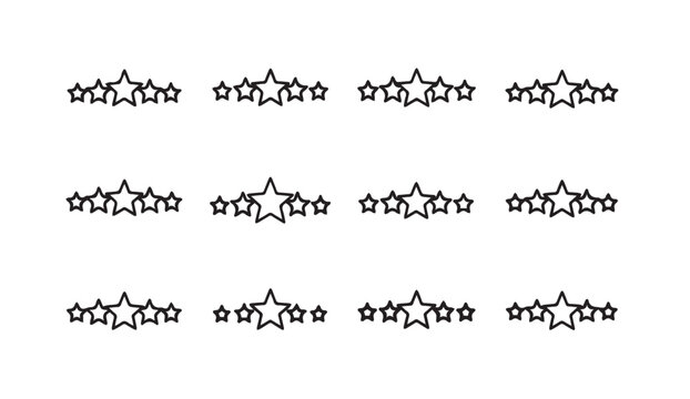 Stylized star rating elements arranged in a grid with varying fill levels on a white background