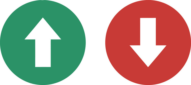 Green circle with up arrow and red circle with down arrow icons