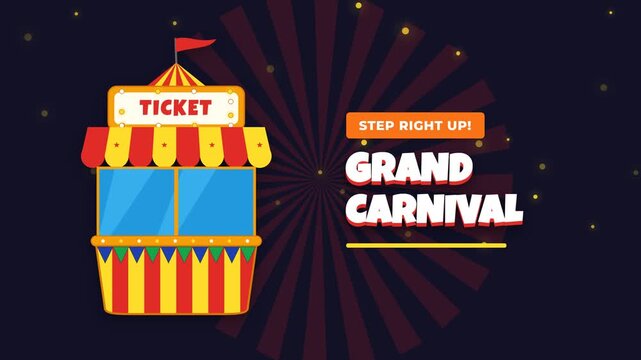Carnival Ticket Booth Illustration for Fairground Theme and Grand Circus Event Background