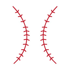 Baseball stitches curve in a symmetrical pattern to represent the iconic red seams of a professional ball. © esman