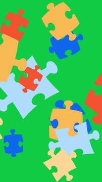 Color sheet of paper for notes. Rip piece with torn adges. Animated paper piece on green background. Blank mockup for text for presentation, advertising, website. Vertical 4K video graphic