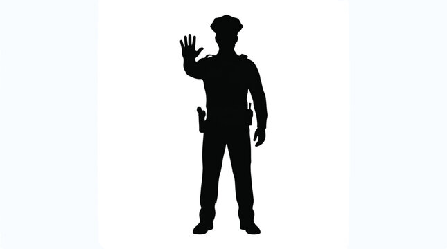 Silhouette of a police officer signaling stop