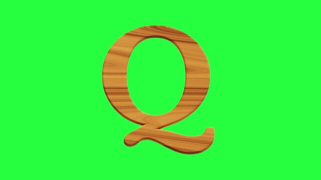 Q Alphabet 3D Material Transition Loop Animation on Green Screen Background for Typography, Motion Graphics, Social Media, Video Editing, Branding, and Digital Content