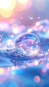 A Close-Up View of Bubbles Reflecting Light in Water.
