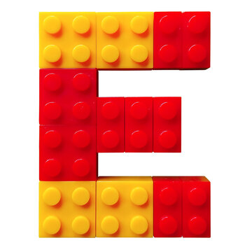 plastic toy blocks letter e