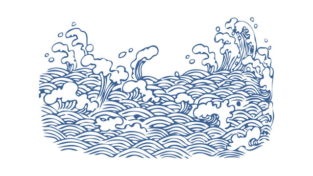 Traditional Ocean Wave Ornament Pattern Vector, Asian Decorative Sea Wave Design for Packaging and Textile