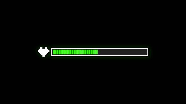Pixelated Depleting Health Bar Animation for Gaming Stream HUD Overlay
