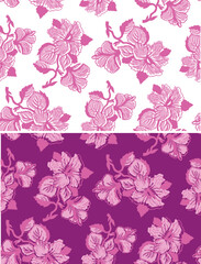 Fototapeta premium Trendy Hand drawn doodle floral pattern with flowers and leaves