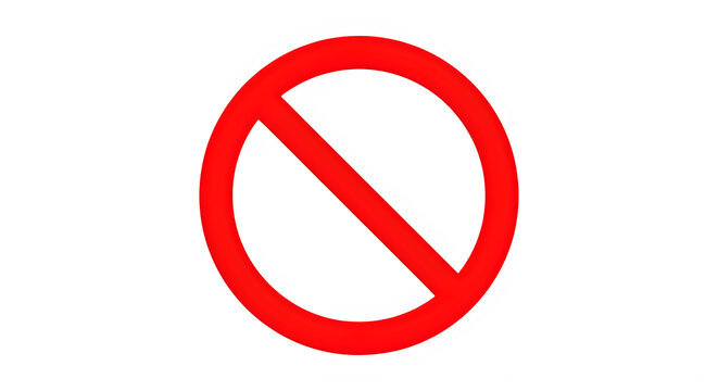 Red universal prohibition or no entry symbol icon isolated on transparent background
