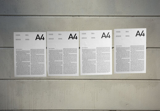 Mockup Of Four Customized A4 Posters