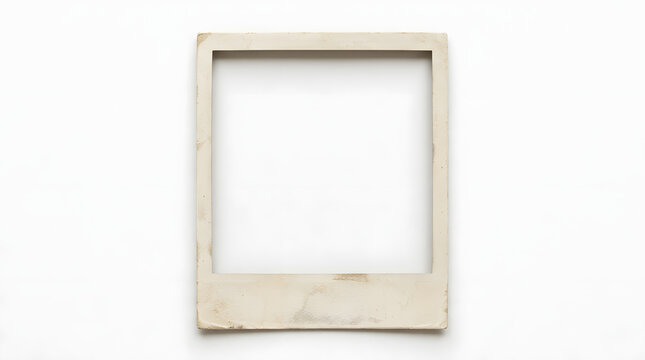 Empty vintage wooden photo frame on plain white background minimalist composition. Generated with AI 