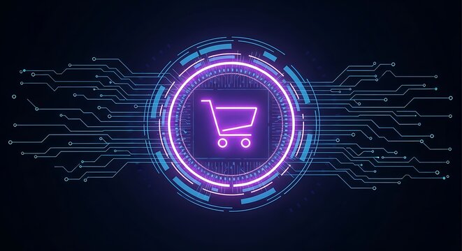 Digital blockchain technology concept with glowing futuristic network and cryptocurrency symbol