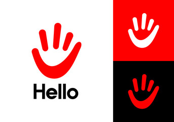 simple creative hello hand logo design vector © nubikor