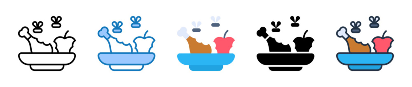 Food Leftover multiple style icons set design vector illustration. 