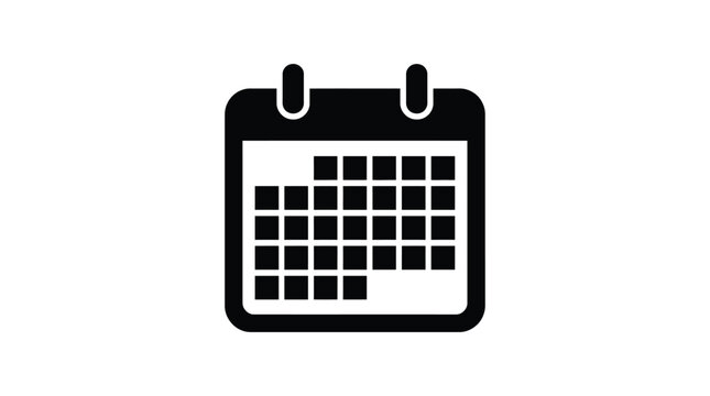 Wall calendar with grid layout and hanging tabs black silhouette wallcalendar schedule