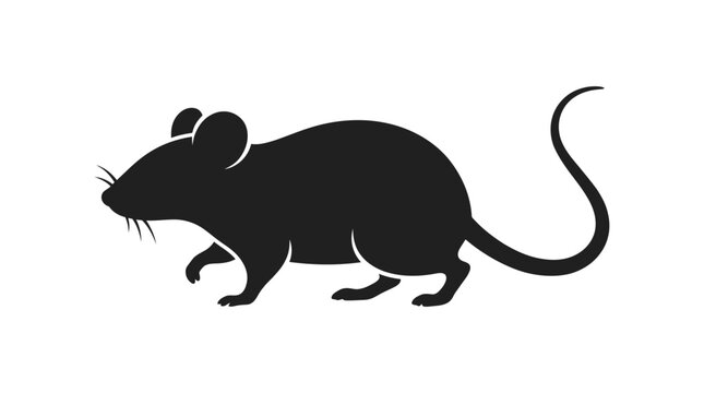 Black mouse silhouette against a white background a simple animal silhouette rodent