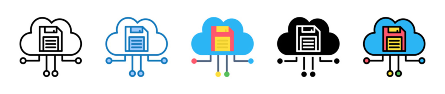 Cloud Storage multiple style icons set design vector illustration. 